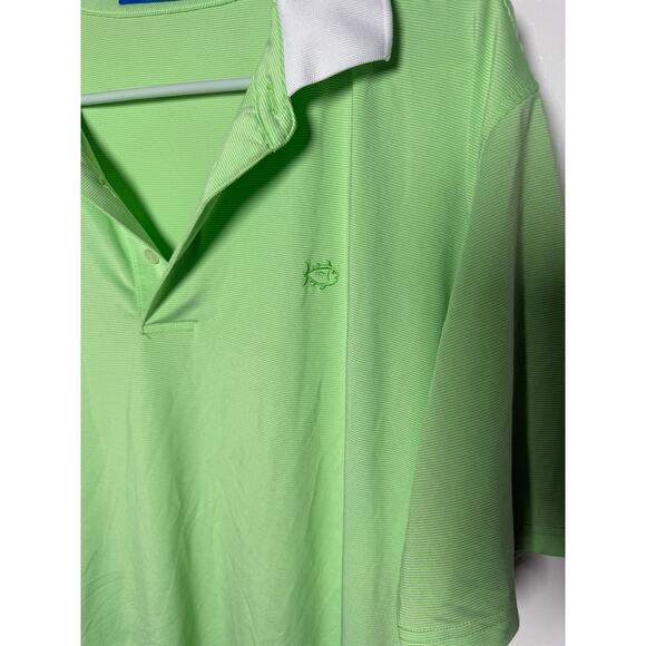 Southern Tide Tide to Trail Green Striped Performance Golf Polo Stretch Men's LG - Picture 3 of 7